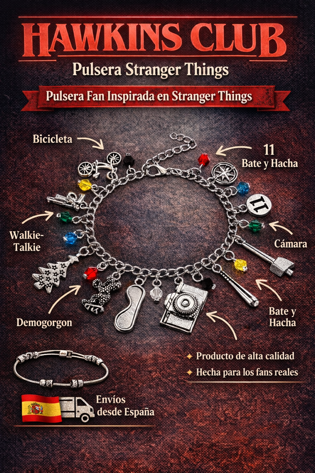 Pulsera de Stranger Things Hawkins Club Edition