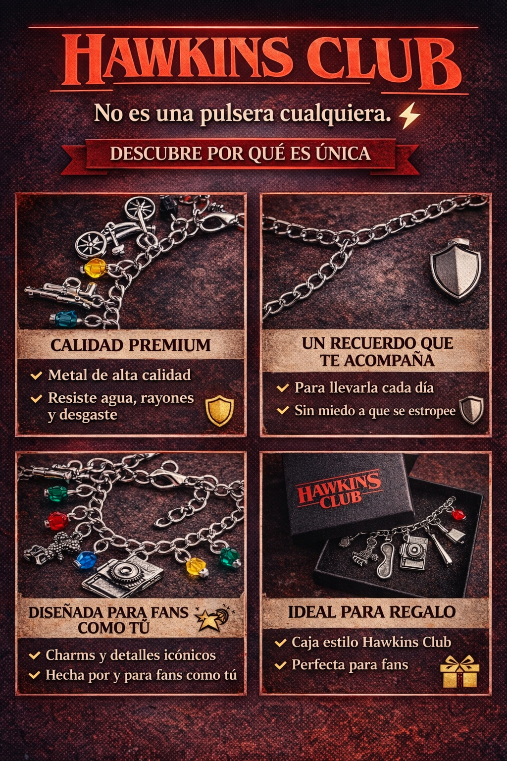 Pulsera de Stranger Things Hawkins Club Edition